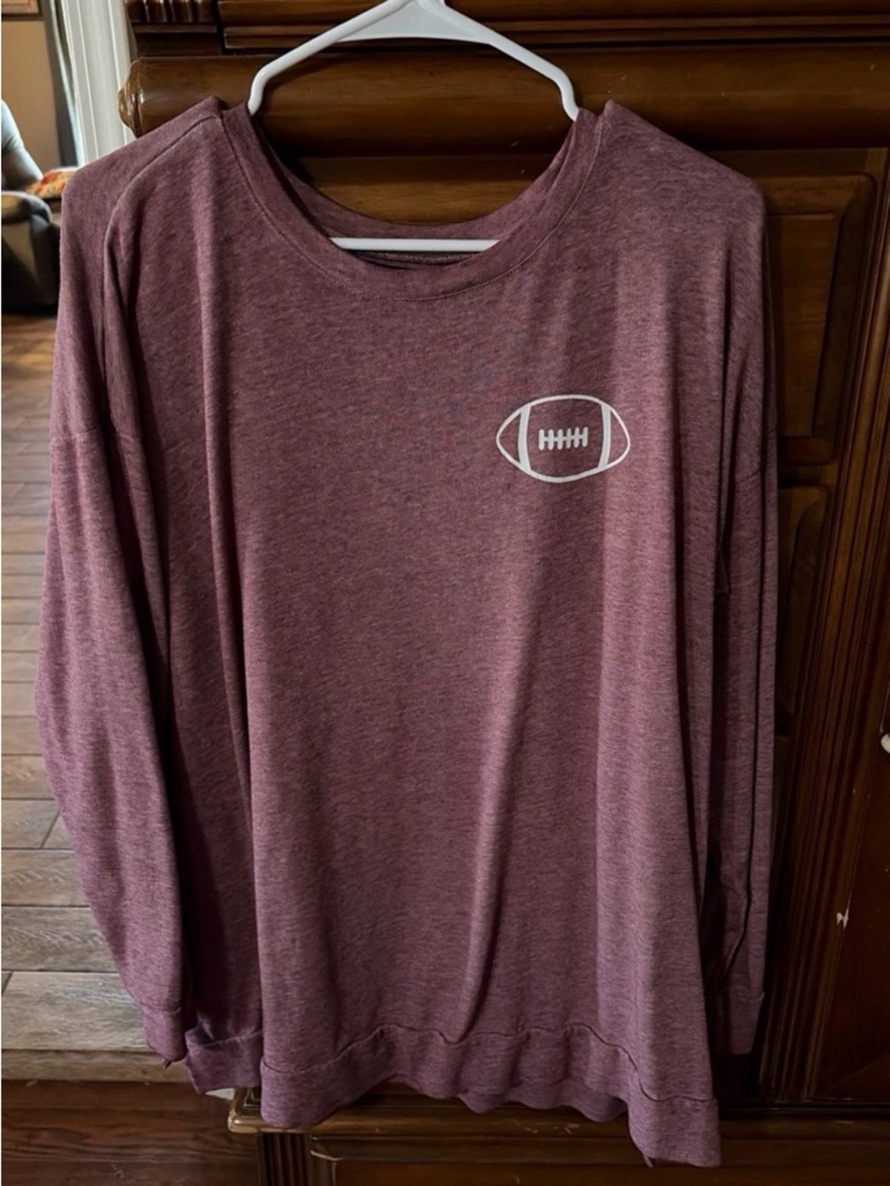 Maurices Mauve Long Sleeve Tee with White Football Graphic